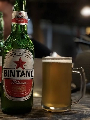 Bintang bottle and beer glass